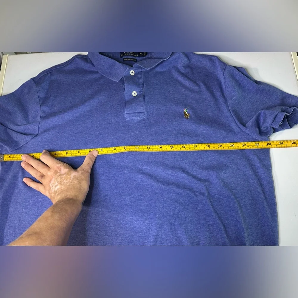 Polo Ralph Lauren Men's XL Blue Pima Soft Cotton Polo SS Multicolor Logo